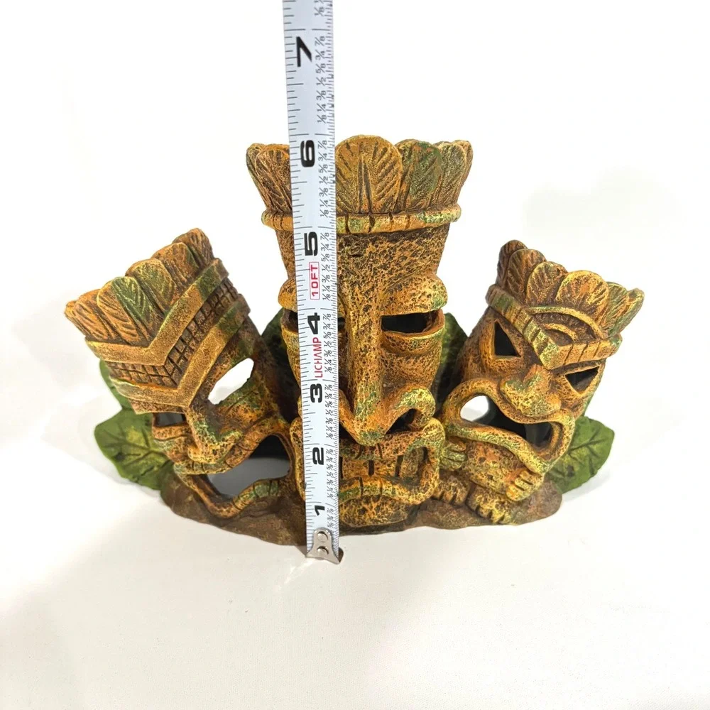 Tiki Mask Aquarium Decoration Tropical Fish Tank Ornament Hiding Cave 6 Inch